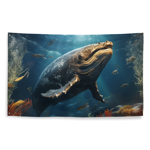 Whale Spirit Animal Flag Wall Art