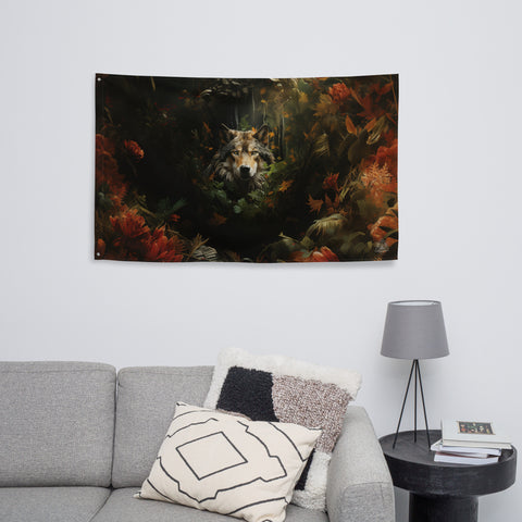 Wolf Spirit Animal Flag Wall Art