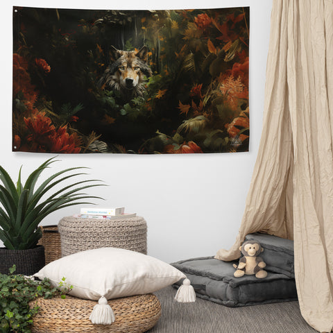 Wolf Spirit Animal Flag Wall Art