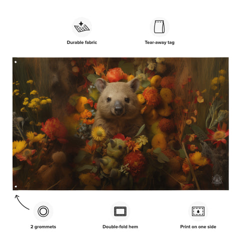 Wombat Spirit Animal Flag Wall Art