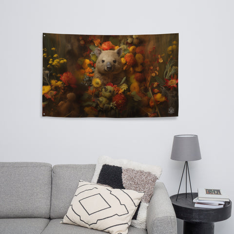 Wombat Spirit Animal Flag Wall Art