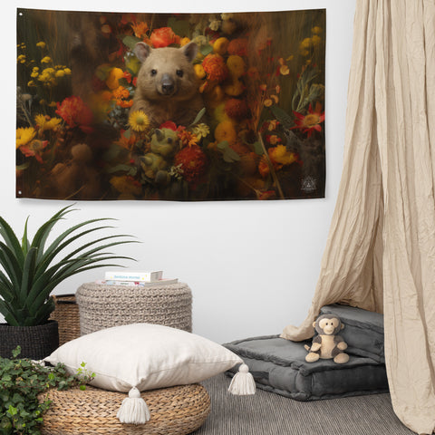 Wombat Spirit Animal Flag Wall Art
