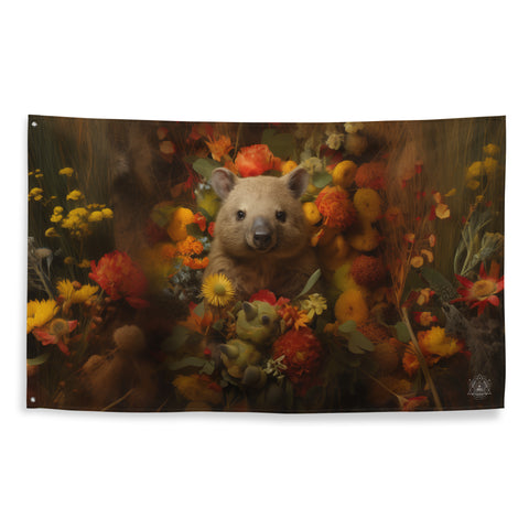 Wombat Spirit Animal Flag Wall Art