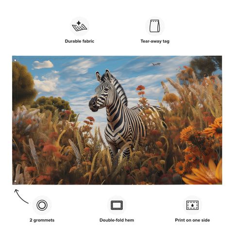 Zebra Spirit Animal Flag Wall Art