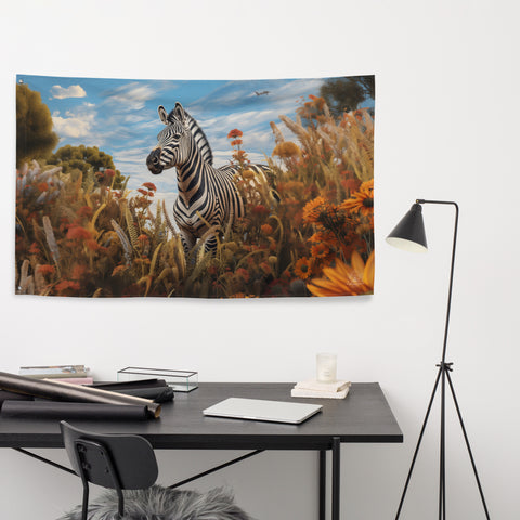 Zebra Spirit Animal Flag Wall Art