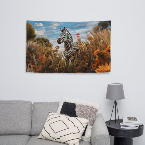 Zebra Spirit Animal Flag Wall Art