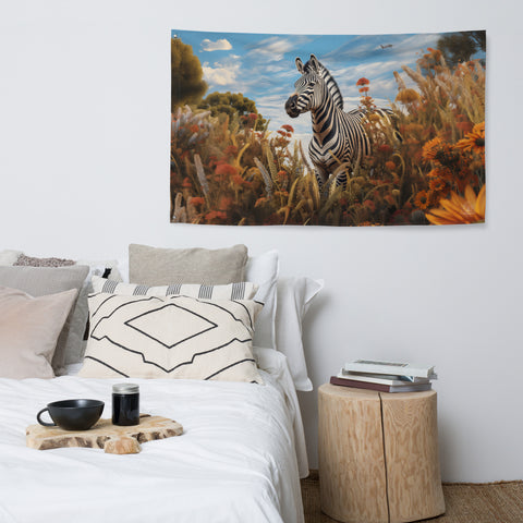 Zebra Spirit Animal Flag Wall Art