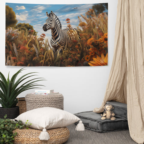 Zebra Spirit Animal Flag Wall Art