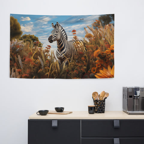 Zebra Spirit Animal Flag Wall Art