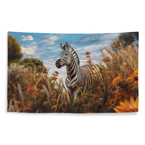 Zebra Spirit Animal Flag Wall Art