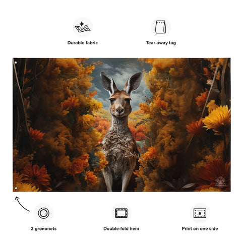Kangaroo Spirit Animal Flag Wall Art