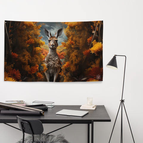 Kangaroo Spirit Animal Flag Wall Art