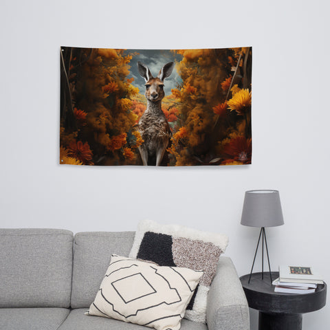 Kangaroo Spirit Animal Flag Wall Art