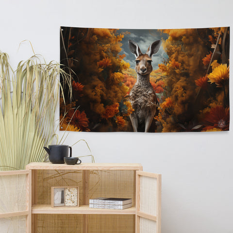 Kangaroo Spirit Animal Flag Wall Art