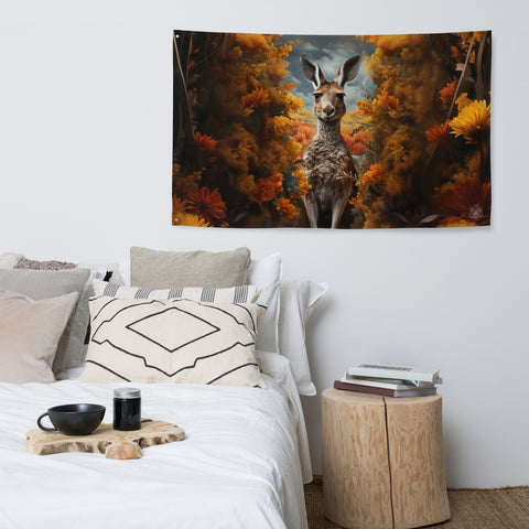 Kangaroo Spirit Animal Flag Wall Art