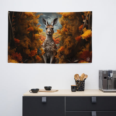 Kangaroo Spirit Animal Flag Wall Art