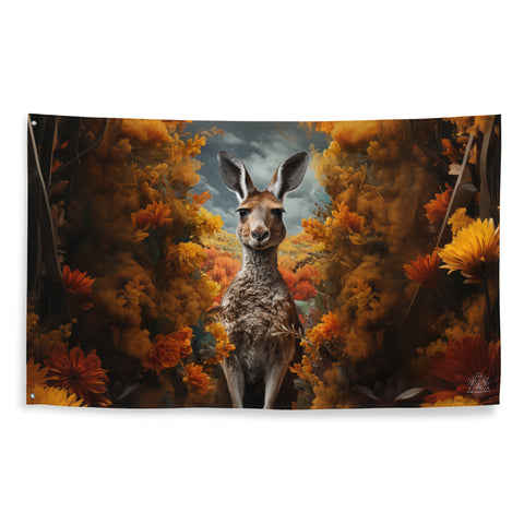Kangaroo Spirit Animal Flag Wall Art