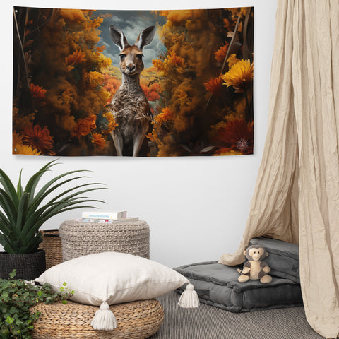 Kangaroo Spirit Animal Flag Wall Art