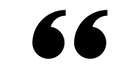 Black double quotation marks on a white background