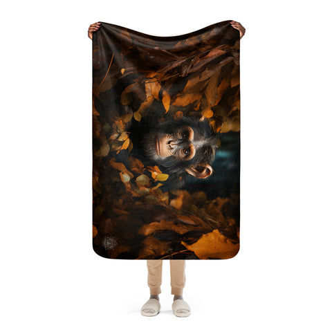 Chimpanzee Spirit Animal Sherpa Blanket