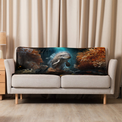 Dolphin Spirit Animal Sherpa Blanket