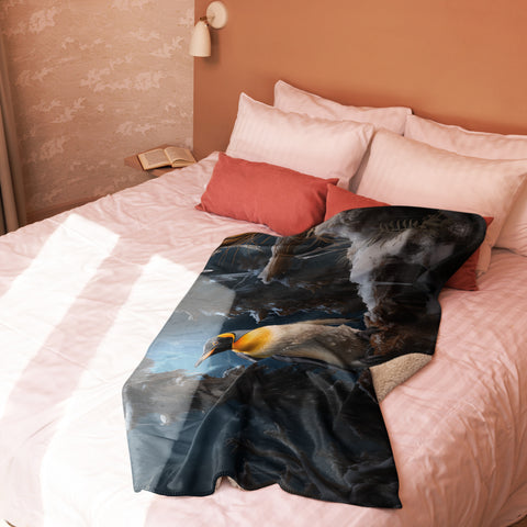 Emperor Penguin Spirit Animal Sherpa Blanket