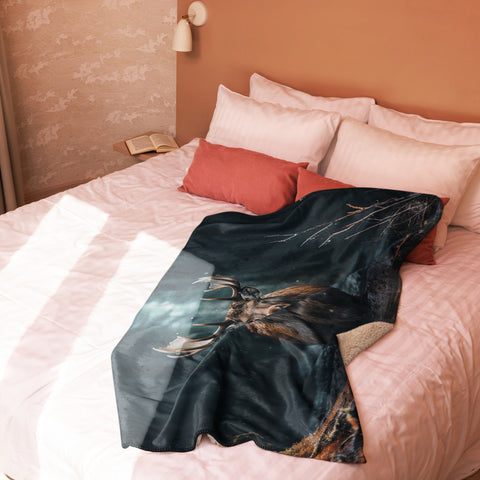 Moose Spirit Animal Sherpa Blanket