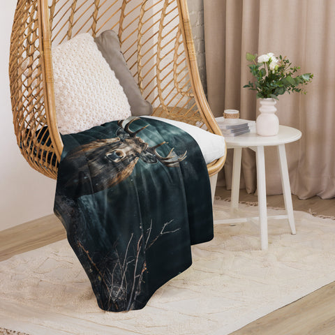 Moose Spirit Animal Sherpa Blanket