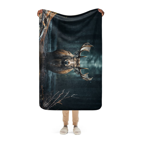 Moose Spirit Animal Sherpa Blanket