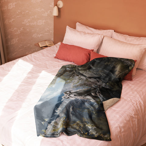 Mountain Goat Spirit Animal Sherpa Blanket