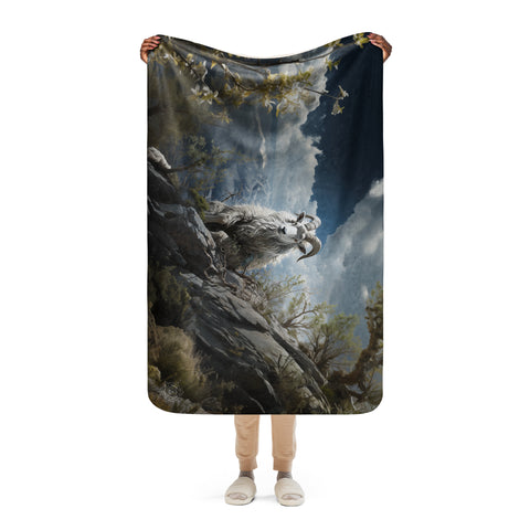 Mountain Goat Spirit Animal Sherpa Blanket