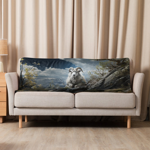 Mountain Goat Spirit Animal Sherpa Blanket