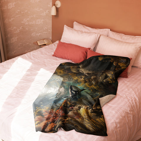 Orca Whale Spirit Animal Sherpa Blanket