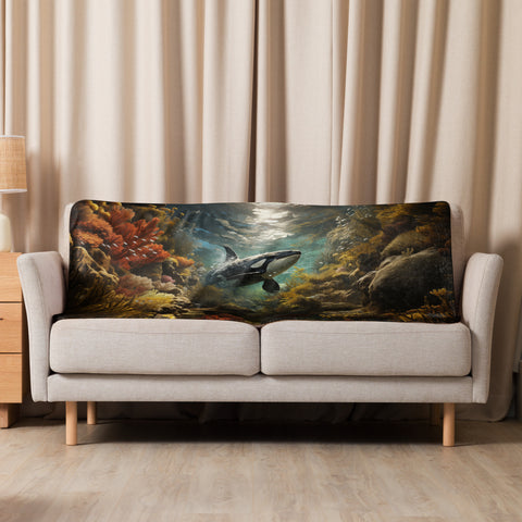 Orca Whale Spirit Animal Sherpa Blanket