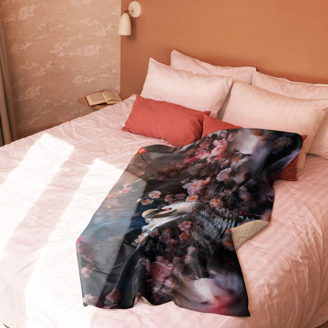 Swan Spirit Animal Sherpa Blanket