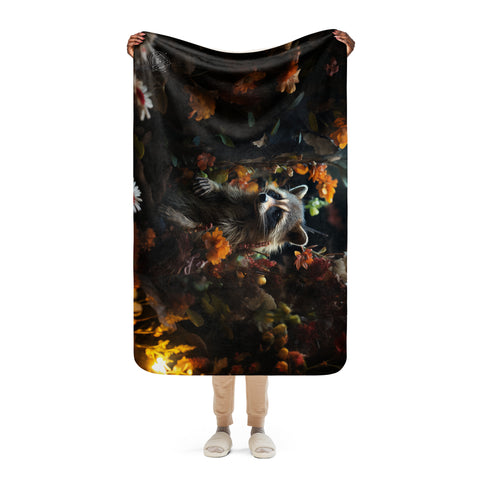 Raccoon Spirit Animal Sherpa Blanket