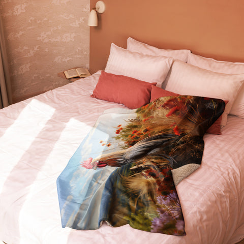 Rooster Spirit Animal Sherpa Blanket