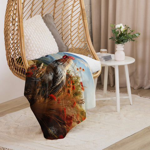 Rooster Spirit Animal Sherpa Blanket