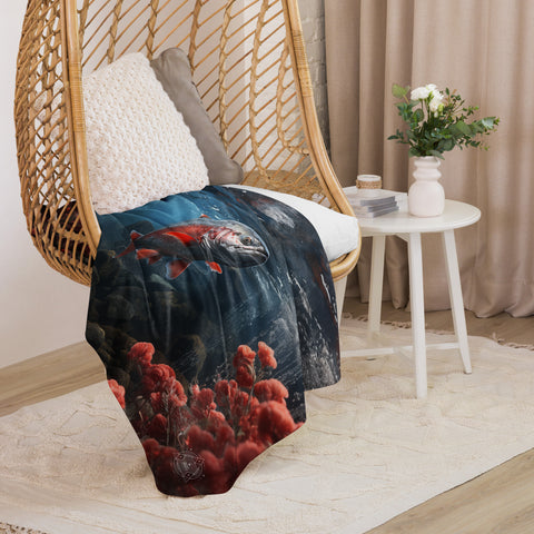 Salmon Spirit Animal Sherpa Blanket