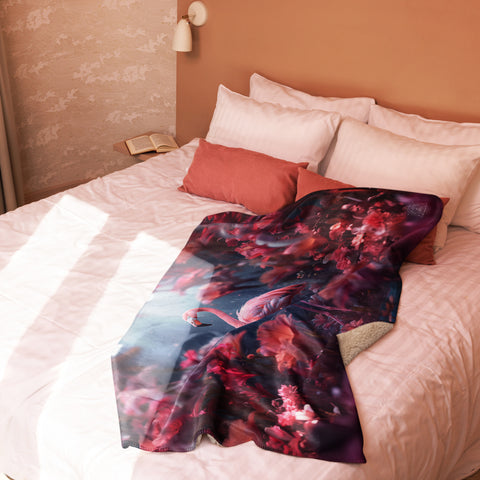 Flamingo Spirit Animal Sherpa Blanket