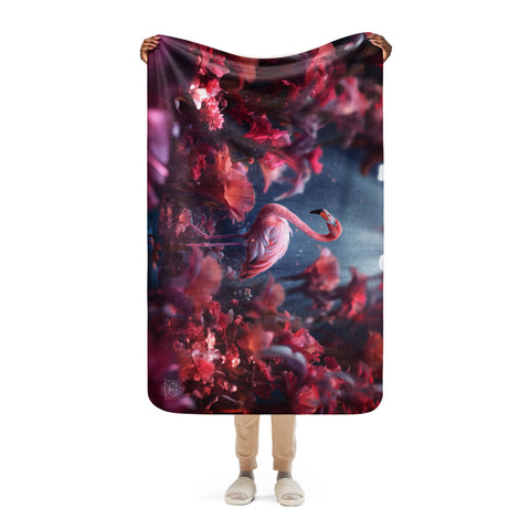 Flamingo Spirit Animal Sherpa Blanket
