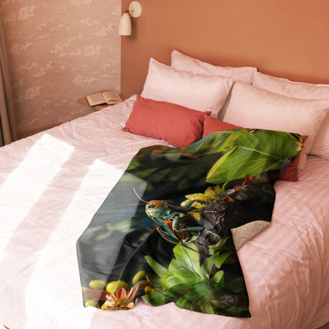 Grasshopper Spirit Animal Sherpa Blanket