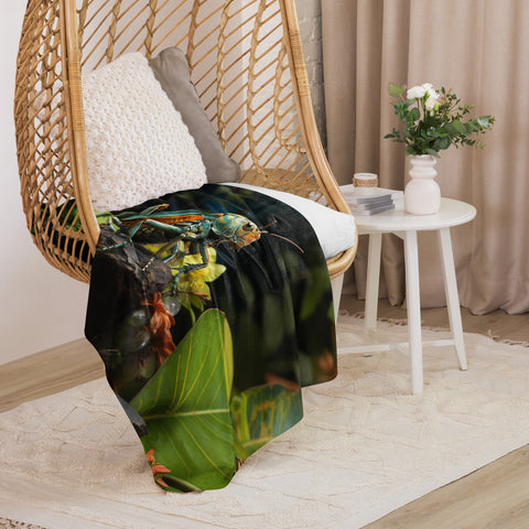 Grasshopper Spirit Animal Sherpa Blanket