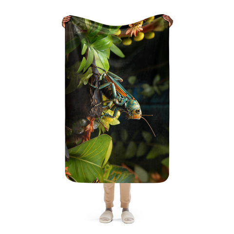Grasshopper Spirit Animal Sherpa Blanket