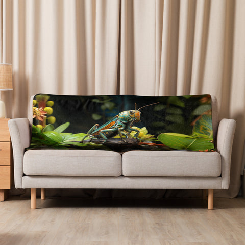 Grasshopper Spirit Animal Sherpa Blanket
