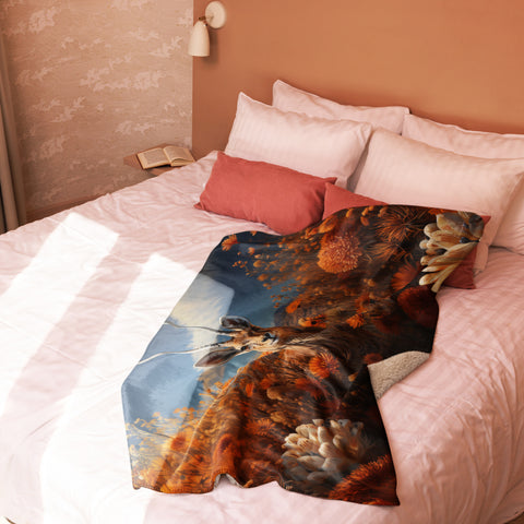 Gazelle Spirit Animal Sherpa Blanket