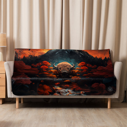 Buffalo Spirit Animal Sherpa Blanket