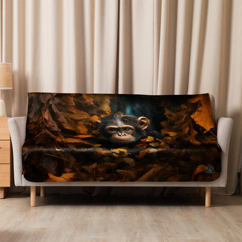 Chimpanzee Spirit Animal Sherpa Blanket