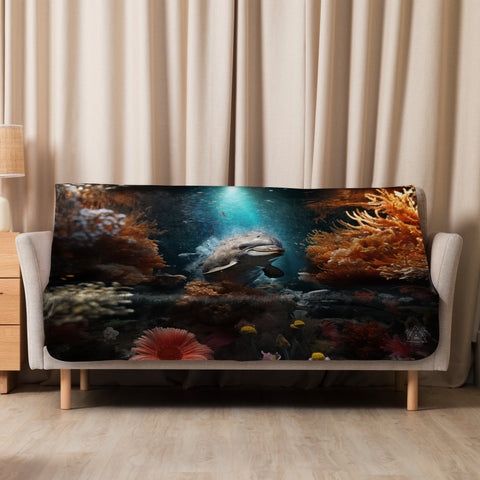 Dolphin Spirit Animal Sherpa Blanket