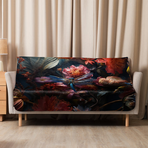 Dragonfly Spirit Animal Sherpa Blanket